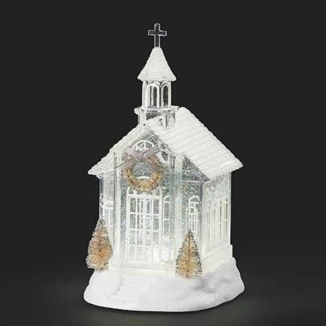 Roman 10.25" White and Gold LED Swirl Church Christmas Tabletop Decor